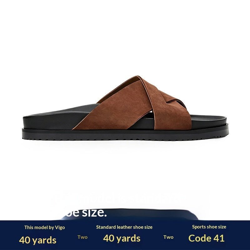 Mules homme été respirantes style croisé bout ouvert daim cuir semelle EVA 38-44 - IVOIRART.COM