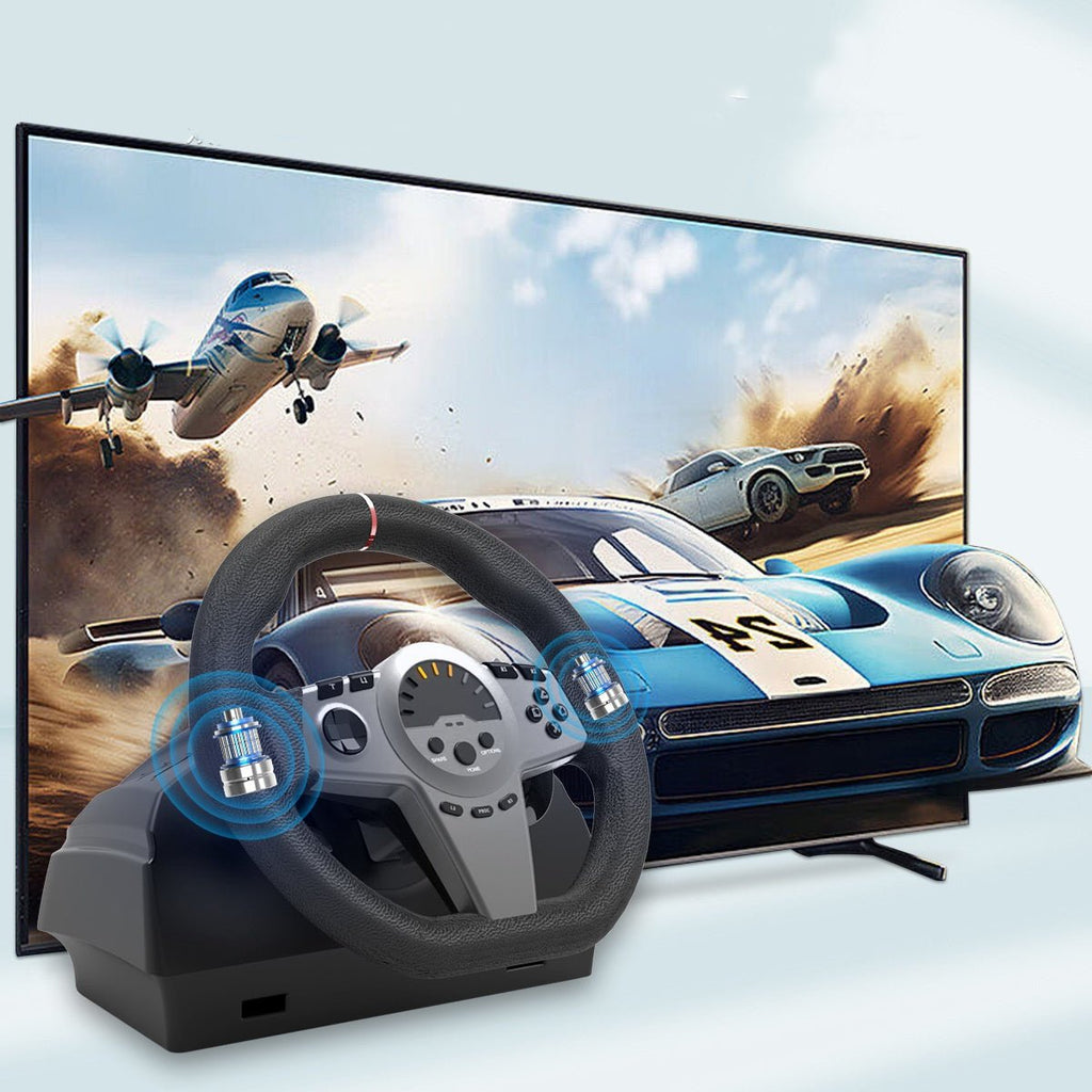 Multi-platform Compatible Steering Wheel Two Pedal Vibration Game Machine - IVOIRART.COM