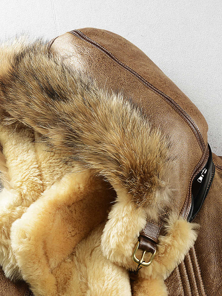Multi-pocket Thick Long-haired Fur Leather Coat - IVOIRART.COM