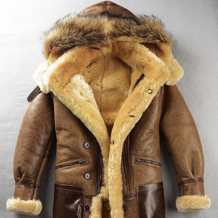 Multi-pocket Thick Long-haired Fur Leather Coat - IVOIRART.COM