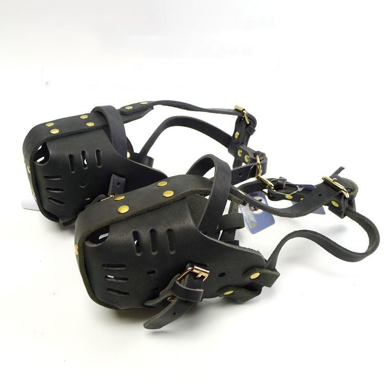 Muselière en cuir de vachette pour chiens moyens et grands, adaptée aux chiens de travail et chevaux - IVOIRART.COM