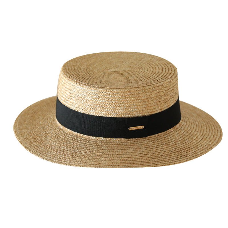 Net Red Flat-Top Straw Hat Female Summer England All-Match Straw Hat - IVOIRART.COM