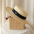 Net Red Flat-Top Straw Hat Female Summer England All-Match Straw Hat - IVOIRART.COM