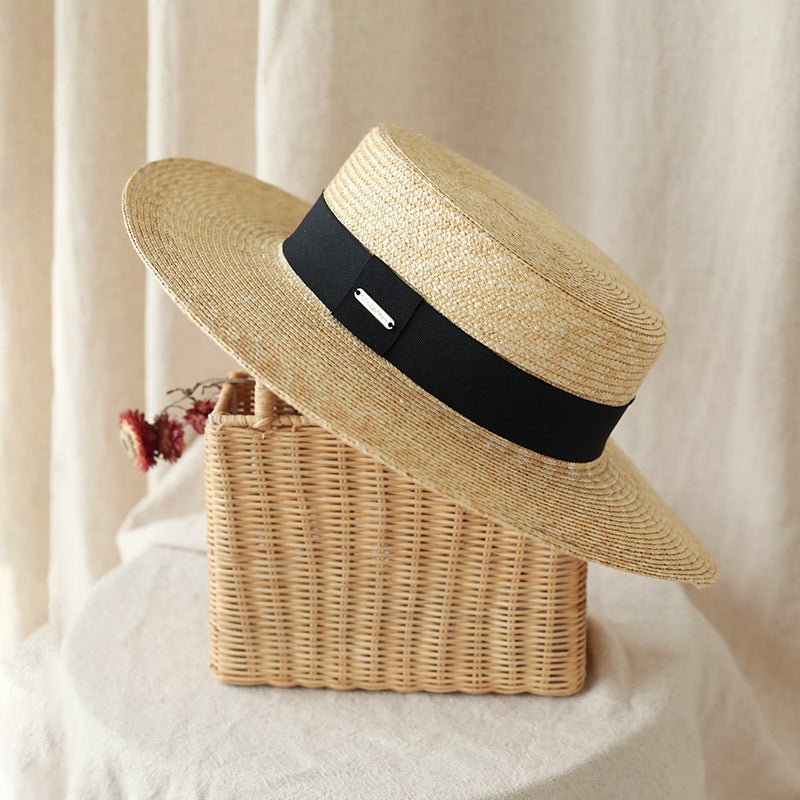 Net Red Flat-Top Straw Hat Female Summer England All-Match Straw Hat - IVOIRART.COM