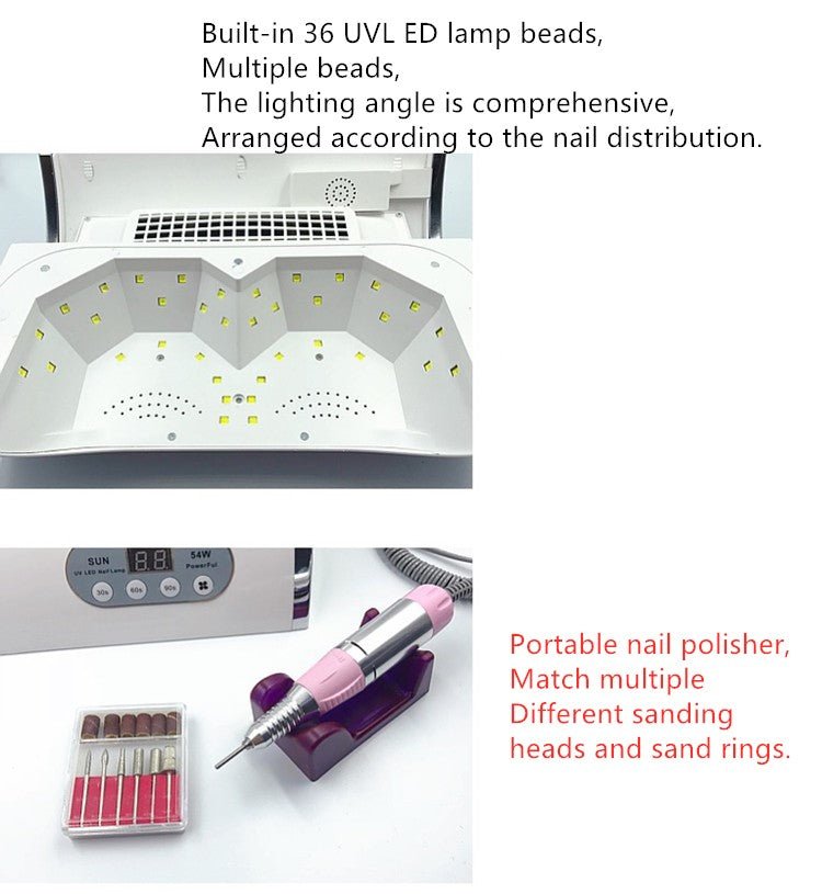 Nettoyeur d'ongles multifonction 35x30x11 cm avec photothérapie, polissage et chargeur mobile - IVOIRART.COM