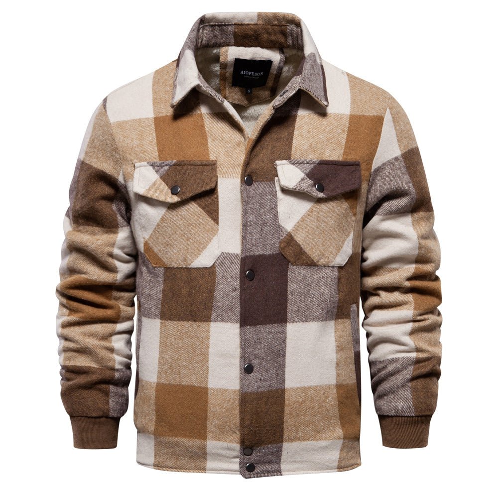 New Autumn And Winter Men's Jacket Casual Plaid Coat - IVOIRART.COM