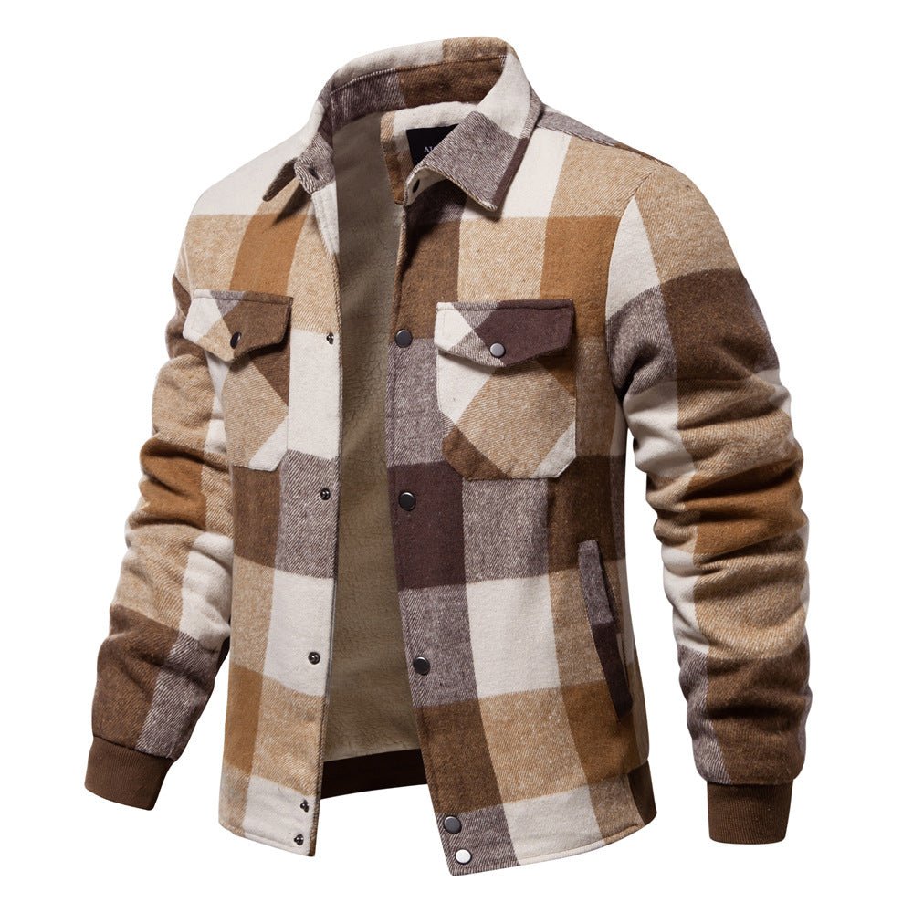 New Autumn And Winter Men's Jacket Casual Plaid Coat - IVOIRART.COM