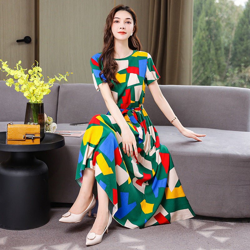 New Elegant Cotton Silk Dress For Middle Aged And Senior Women - IVOIRART.COM