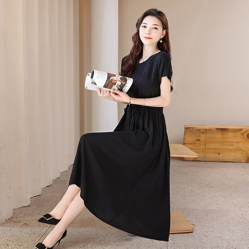 New Elegant Cotton Silk Dress For Middle Aged And Senior Women - IVOIRART.COM