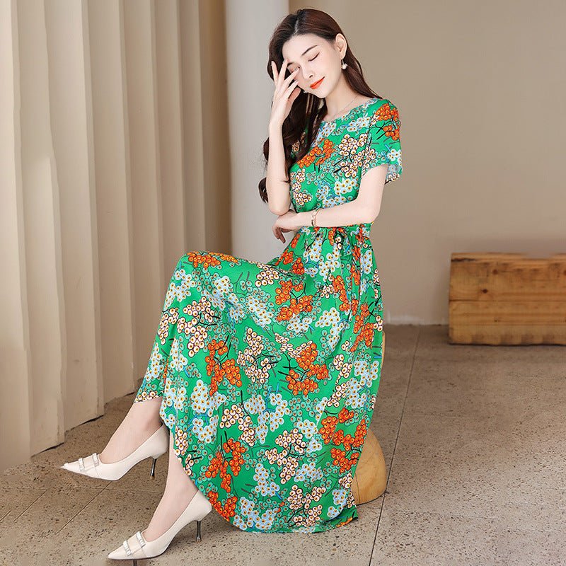 New Elegant Cotton Silk Dress For Middle Aged And Senior Women - IVOIRART.COM