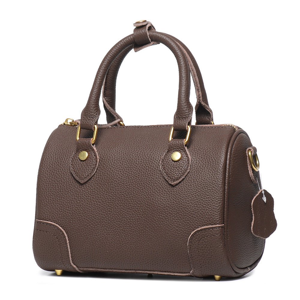 New Handmade First Layer Cowhide Portable Boston Bag Fashion All-match Casual - IVOIRART.COM