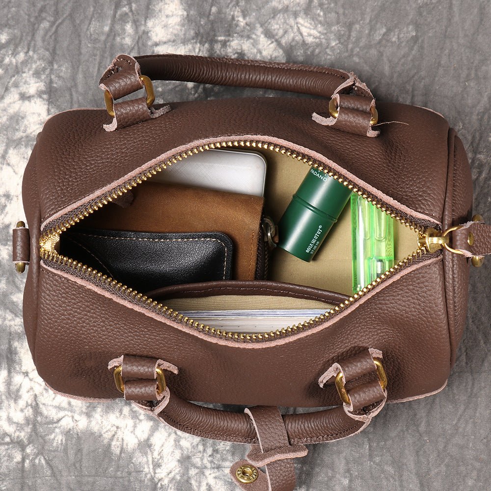 New Handmade First Layer Cowhide Portable Boston Bag Fashion All-match Casual - IVOIRART.COM