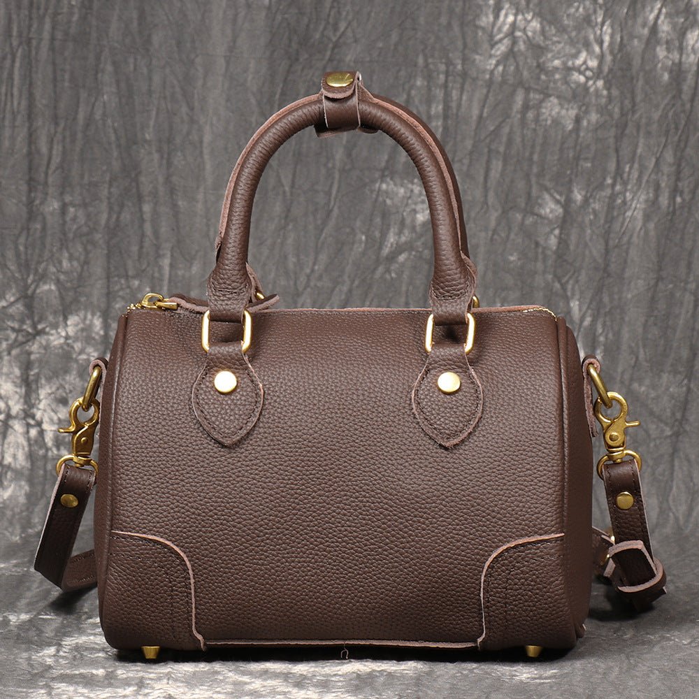 New Handmade First Layer Cowhide Portable Boston Bag Fashion All-match Casual - IVOIRART.COM