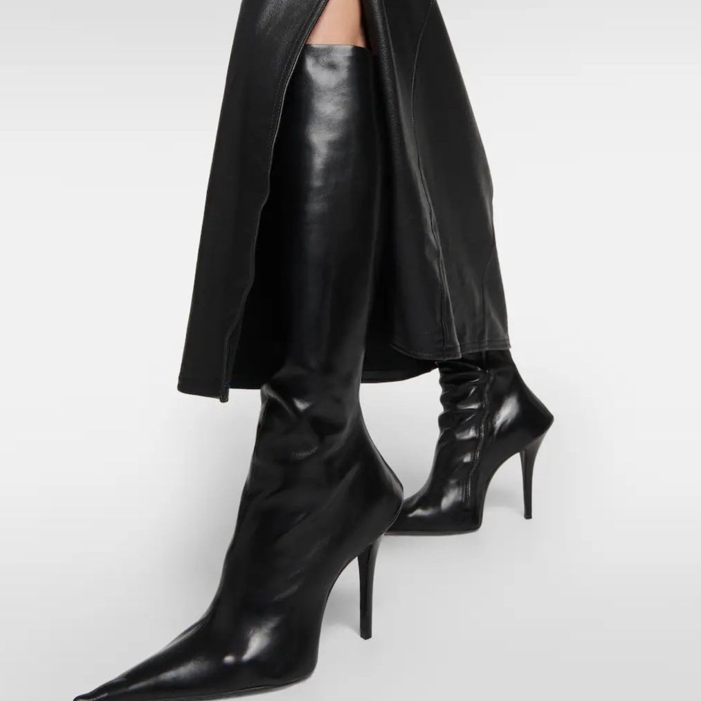 New Stiletto Heel Pointed Shaped Heel Side Zipper Knee-length Female Boots - IVOIRART.COM