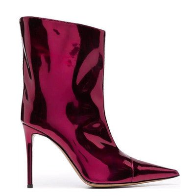 Nightclub Ankle Boots Pointed High Heel 9cm Magic Paint Leather - IVOIRART.COM