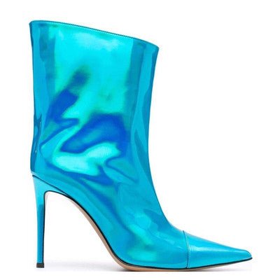 Nightclub Ankle Boots Pointed High Heel 9cm Magic Paint Leather - IVOIRART.COM