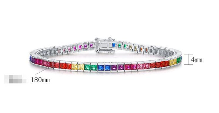 Nouveau Bracelet Zircon Arc-en-ciel pour Femme S925 Argent Sterling Style Simple - IVOIRART.COM