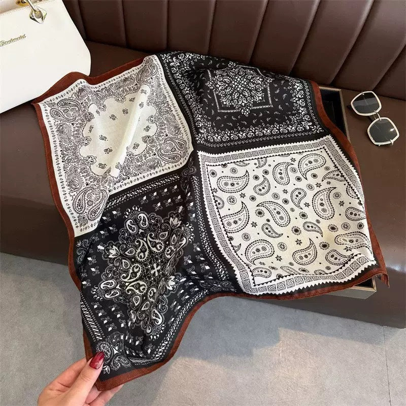 Nouveau Foulard Carré Polyvalent en Soie Imitation pour Femme - Élégant et Pratique - IVOIRART.COM