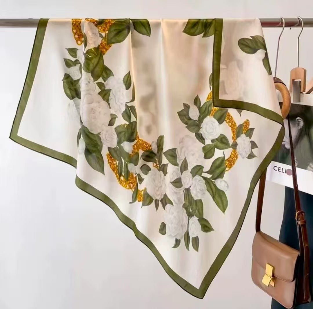 Nouveau Foulard Carré Polyvalent en Soie Imitation pour Femme - Élégant et Pratique - IVOIRART.COM