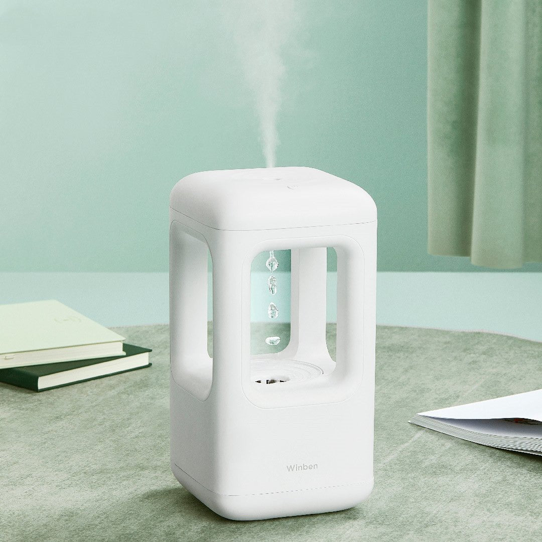 Nouveau Humidificateur d’Air Silencieux pour Chambre avec Effet Goutte d’Eau Anti-Gravité et Lumière d’Ambiance - IVOIRART.COM