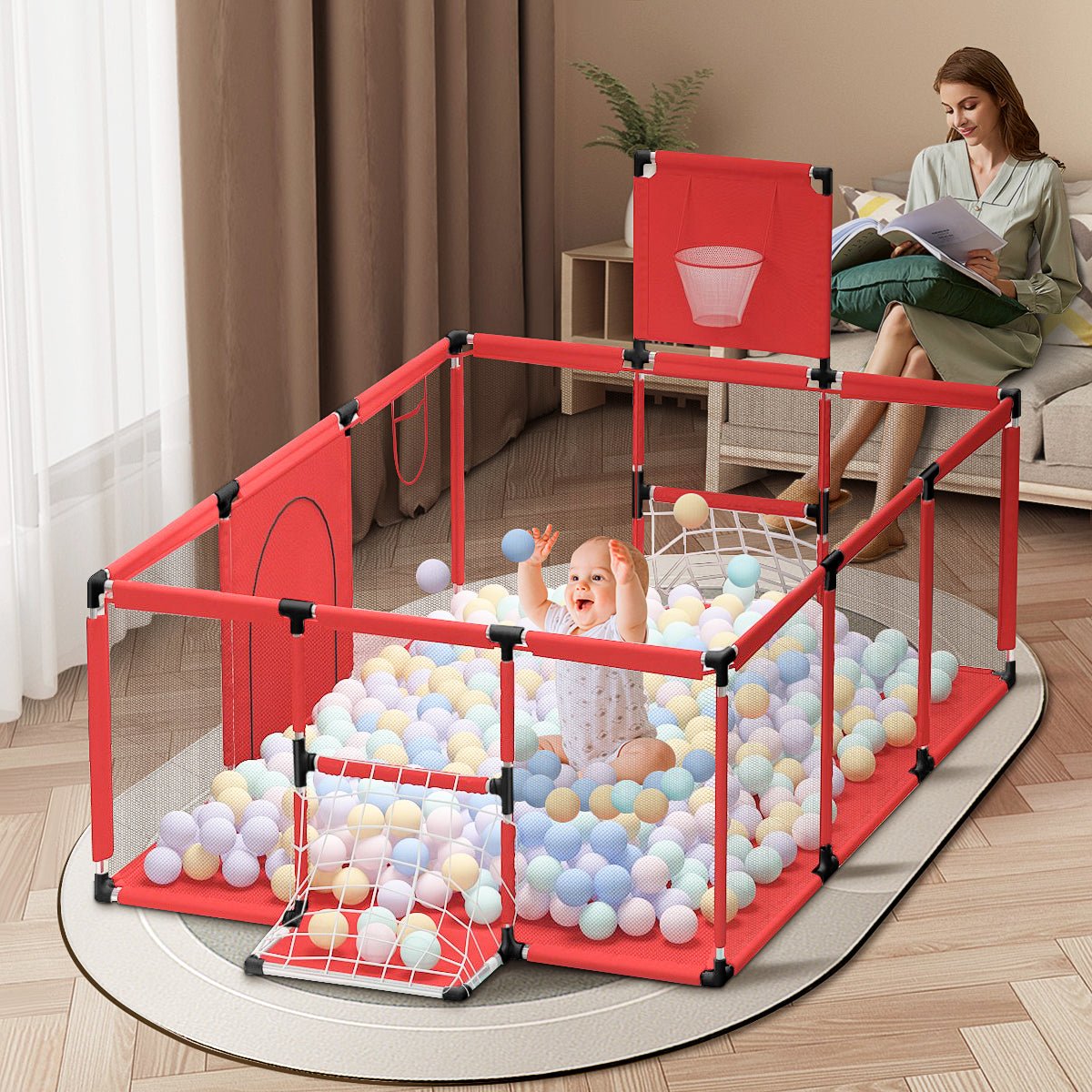 Nouveau Parc pour Enfants Tente de Jeu Bébé avec Barrière en Tissu Oxford - IVOIRART.COM
