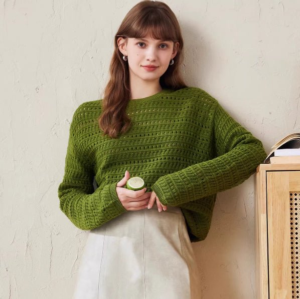 Nouveau Pull Femme Automne-Hiver en Laine Mérinos Ajourée Style Élégant - IVOIRART.COM