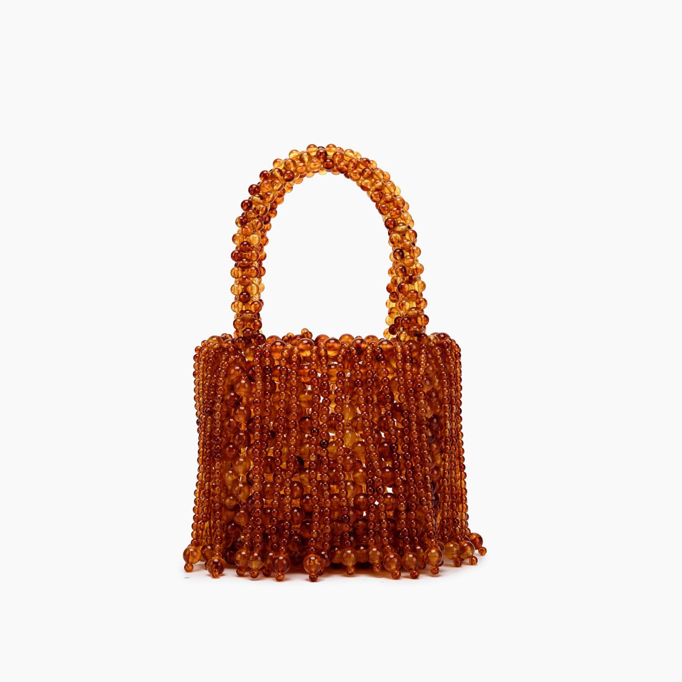 Nouveau sac à main tressé main en acrylique bicolore ambre style œil de chat - IVOIRART.COM