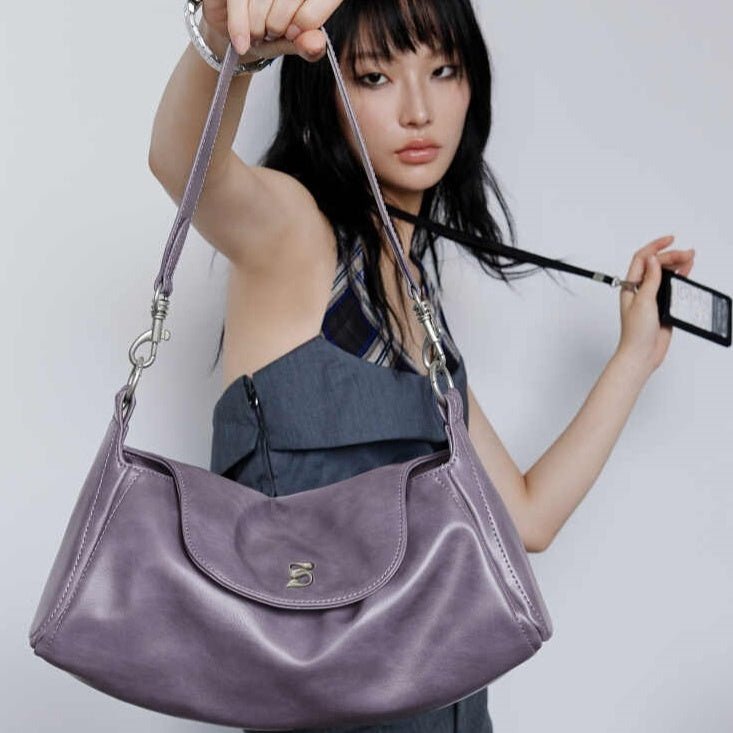 Nouveau sac bandoulière niche violet pour femme porté sous le bras chic et pratique - IVOIRART.COM