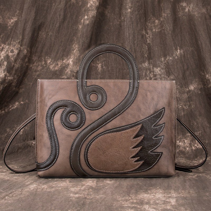 Nouveau Sac Cabas Vintage en Cuir Véritable de Style Rétro Élégant - IVOIRART.COM