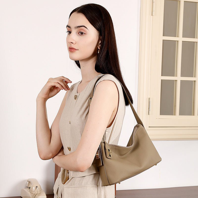 Nouveau Sac Dumpling Véritable Cuir Souple pour Navetteurs Avancés Gris - IVOIRART.COM