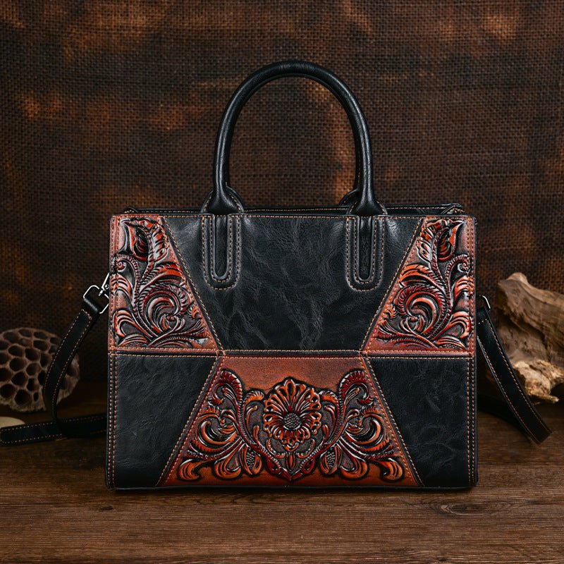 Nouveau Sac Femme en Cuir PU Patchwork Embossé avec Grande Capacité - IVOIRART.COM