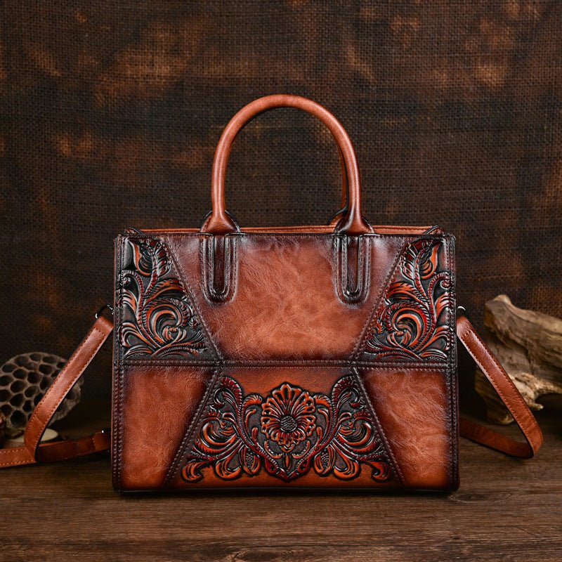 Nouveau Sac Femme en Cuir PU Patchwork Embossé avec Grande Capacité - IVOIRART.COM