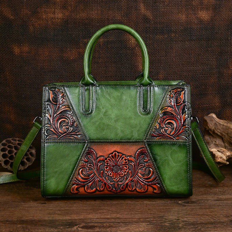 Nouveau Sac Femme en Cuir PU Patchwork Embossé avec Grande Capacité - IVOIRART.COM