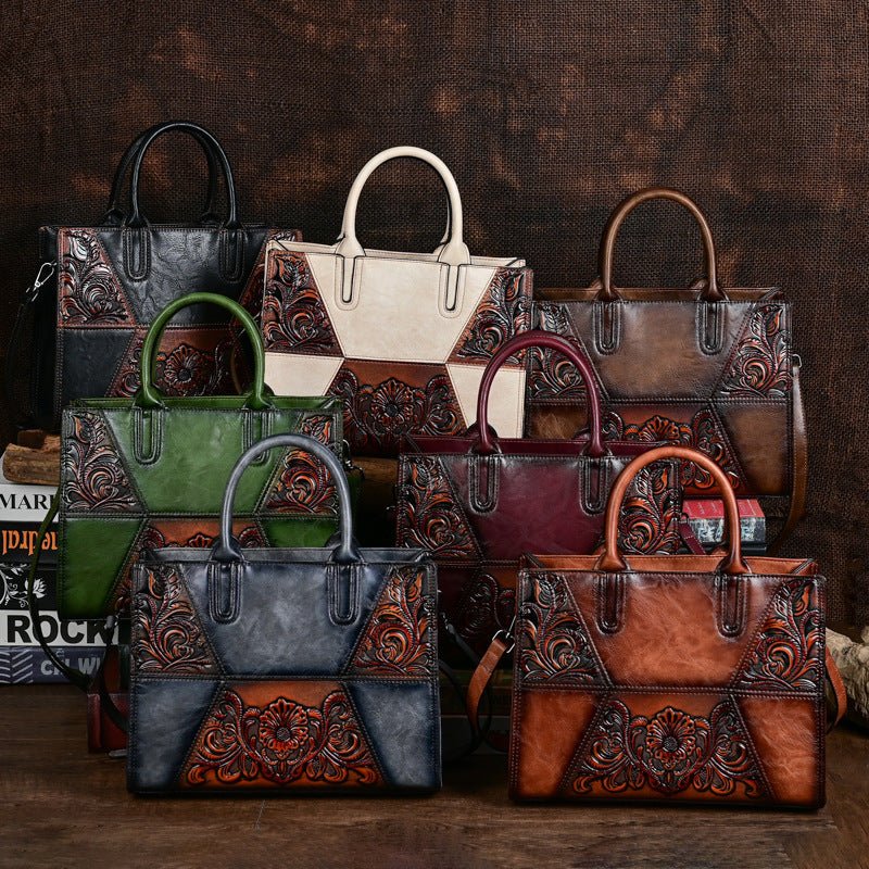 Nouveau Sac Femme en Cuir PU Patchwork Embossé avec Grande Capacité - IVOIRART.COM
