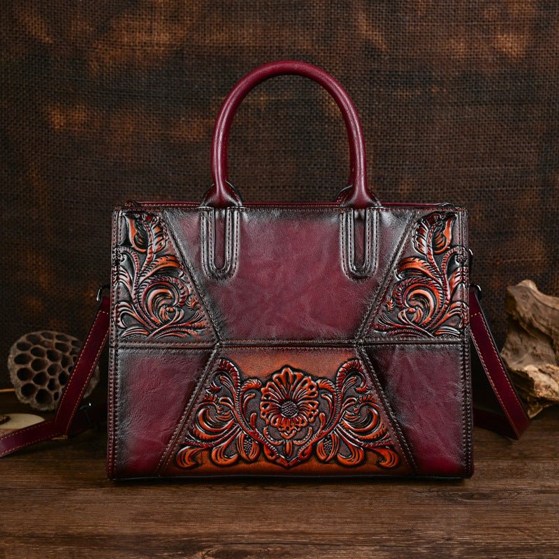 Nouveau Sac Femme en Cuir PU Patchwork Embossé avec Grande Capacité - IVOIRART.COM