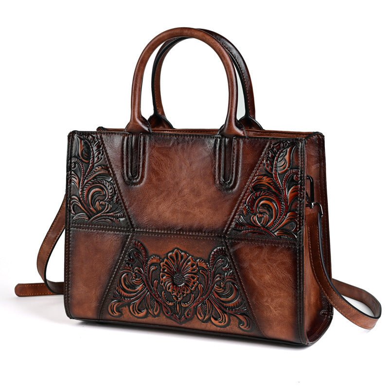 Nouveau Sac Femme en Cuir PU Patchwork Embossé avec Grande Capacité - IVOIRART.COM