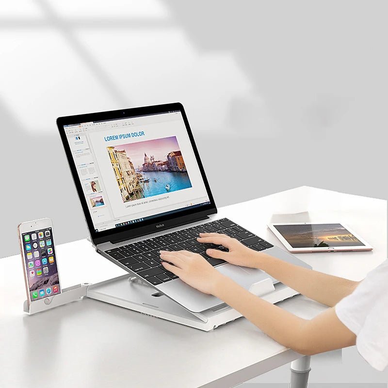 Nouveau Support Ordinateur Portable Multifonction Pliable Portable avec Socle en Alliage d'Aluminium - IVOIRART.COM