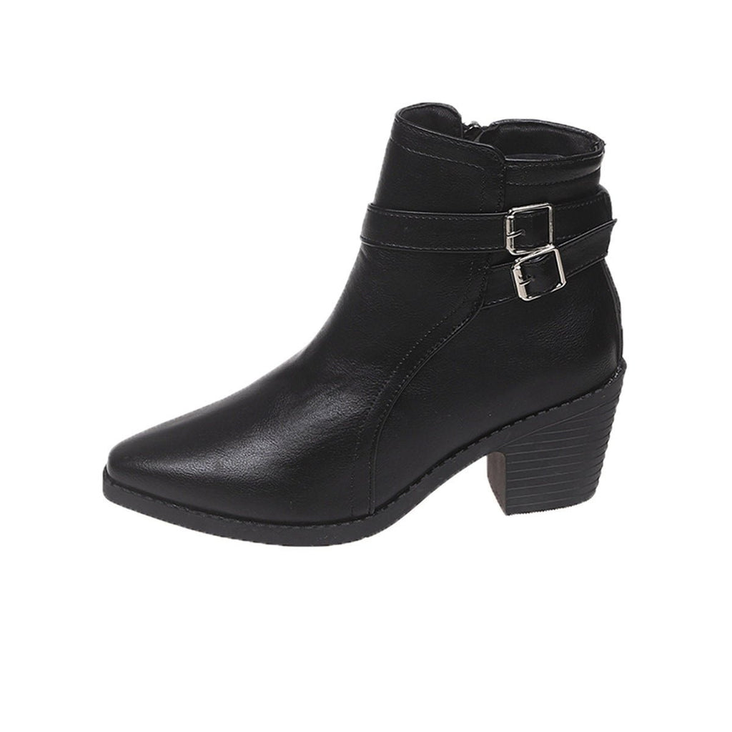 Nouveaux Bottines Cheville Automne à Boucle de Ceinture en Cuir pour Femme - IVOIRART.COM