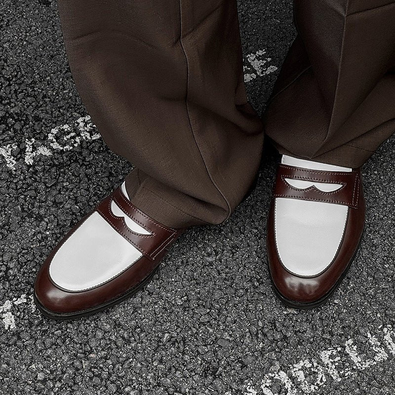 Nouveaux mocassins homme en cuir PU décontractés sans lacets, talon caché marron - IVOIRART.COM