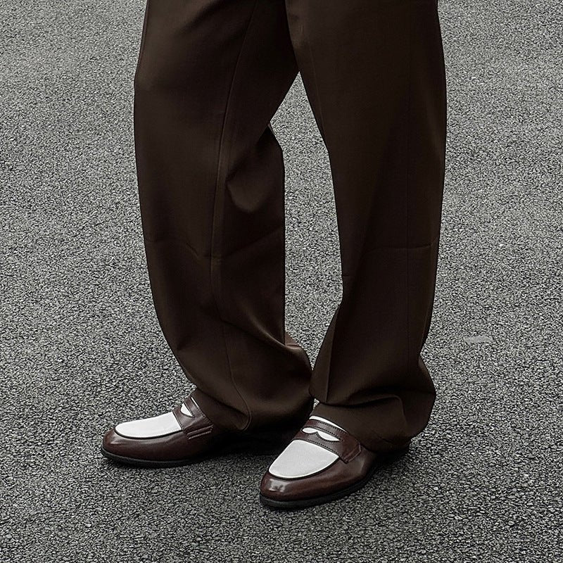 Nouveaux mocassins homme en cuir PU décontractés sans lacets, talon caché marron - IVOIRART.COM