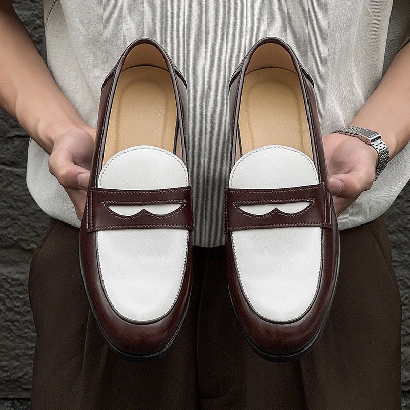 Nouveaux mocassins homme en cuir PU décontractés sans lacets, talon caché marron - IVOIRART.COM