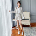 Nouvel ensemble femme veste tweed jupe plissée et chemise - élégant et chic mode - IVOIRART.COM