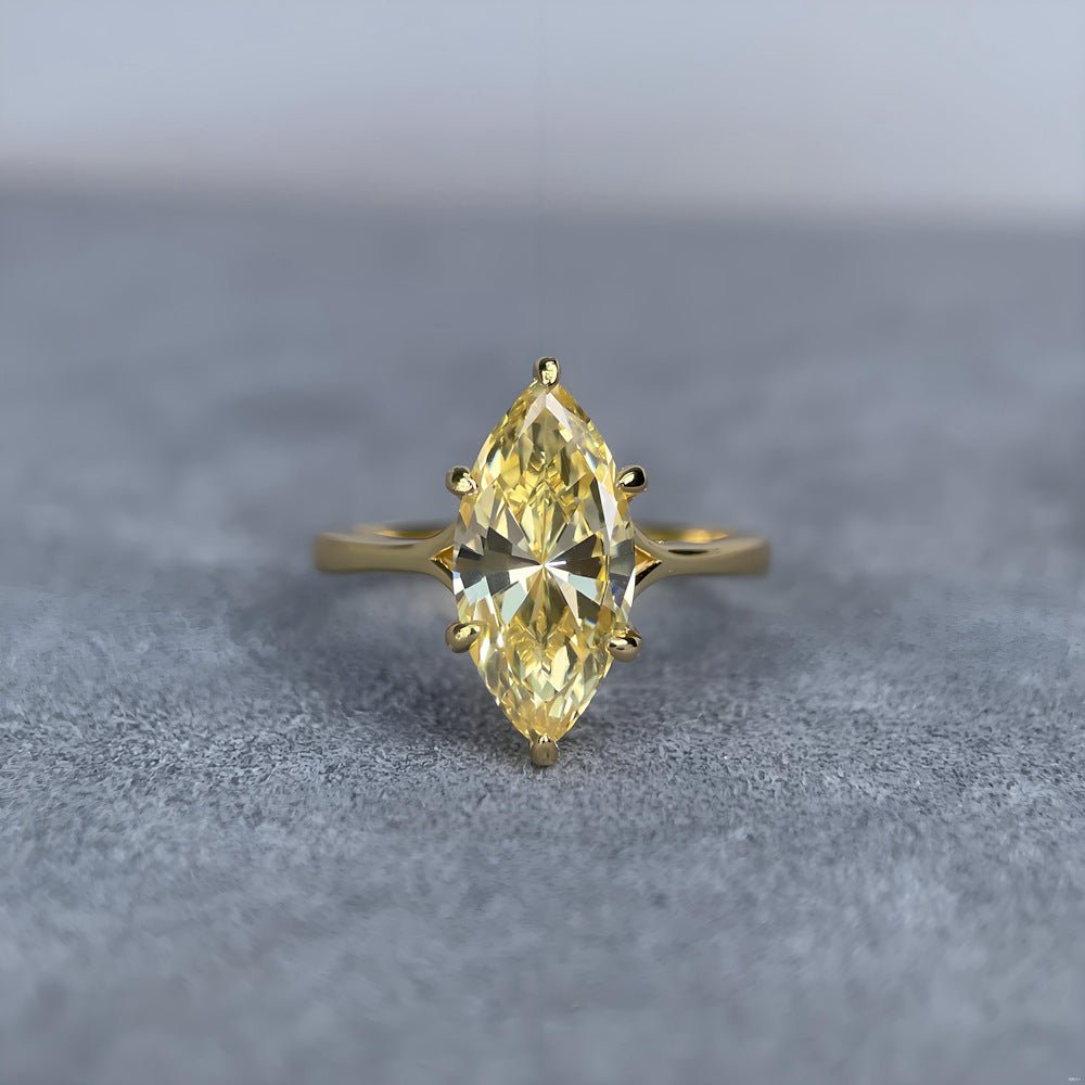 Nouvelle bague en argent 925, diamant violet taille marquise 7x14 mm pour femmes - IVOIRART.COM