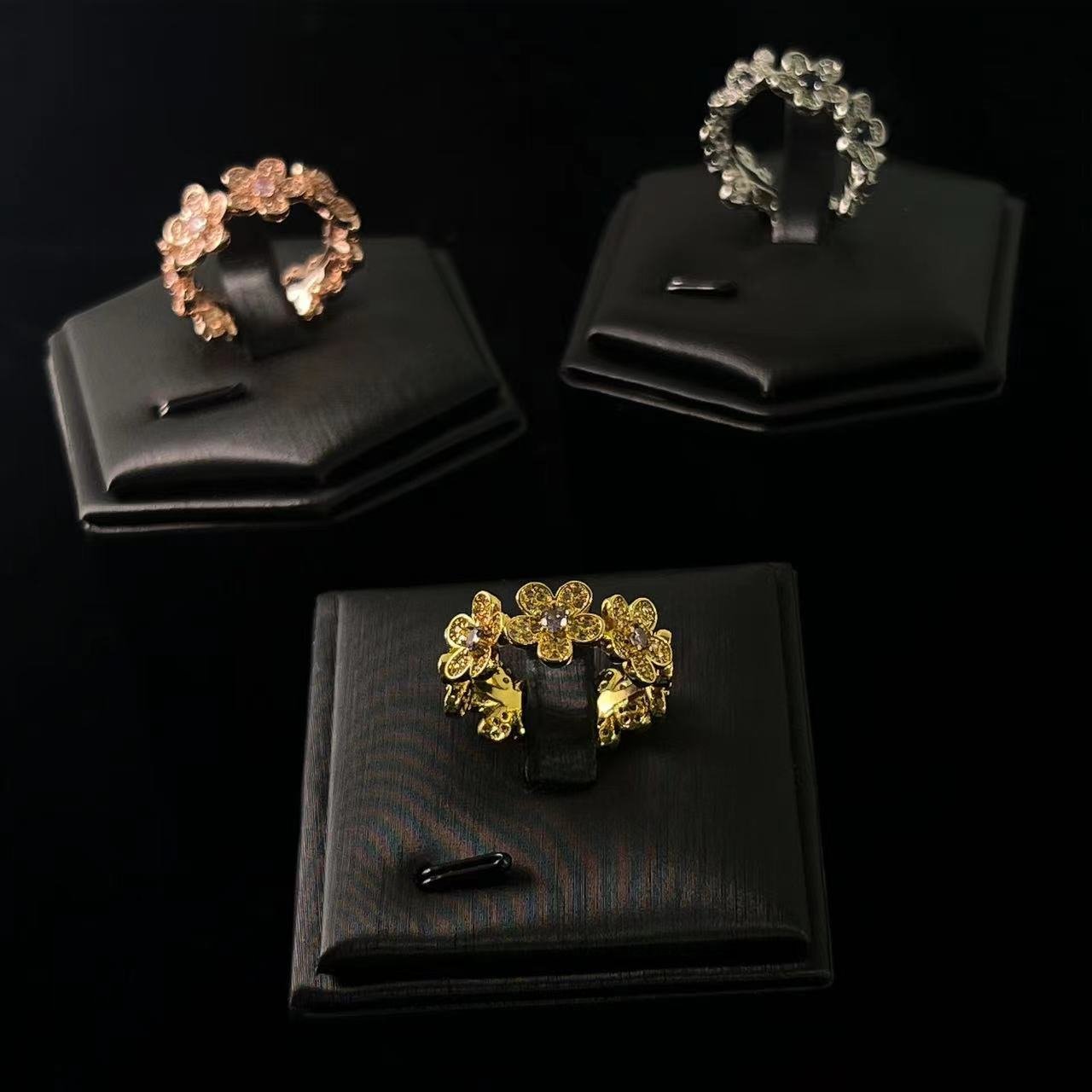 Nouvelle bague fleur petite en cuivre pur zircon pavé cercle complet été INS - IVOIRART.COM
