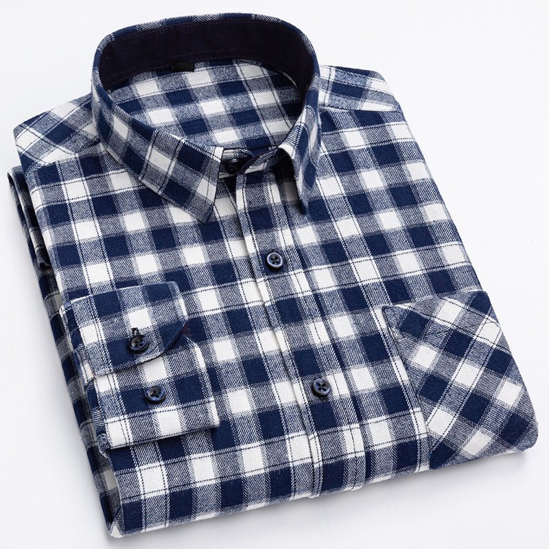 Nouvelle Chemise Homme Printemps en Flanelle Brossée à Carreaux, 100 % Coton - IVOIRART.COM