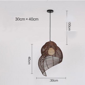 Nouvelle lampe suspendue escargot en rotin, art vintage créatif d’Asie du Sud-Est, lumière pour salle de lecture en osier - IVOIRART.COM