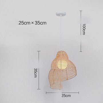 Nouvelle lampe suspendue escargot en rotin, art vintage créatif d’Asie du Sud-Est, lumière pour salle de lecture en osier - IVOIRART.COM