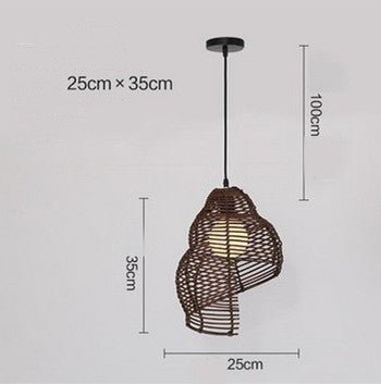 Nouvelle lampe suspendue escargot en rotin, art vintage créatif d’Asie du Sud-Est, lumière pour salle de lecture en osier - IVOIRART.COM