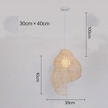 Nouvelle lampe suspendue escargot en rotin, art vintage créatif d’Asie du Sud-Est, lumière pour salle de lecture en osier - IVOIRART.COM