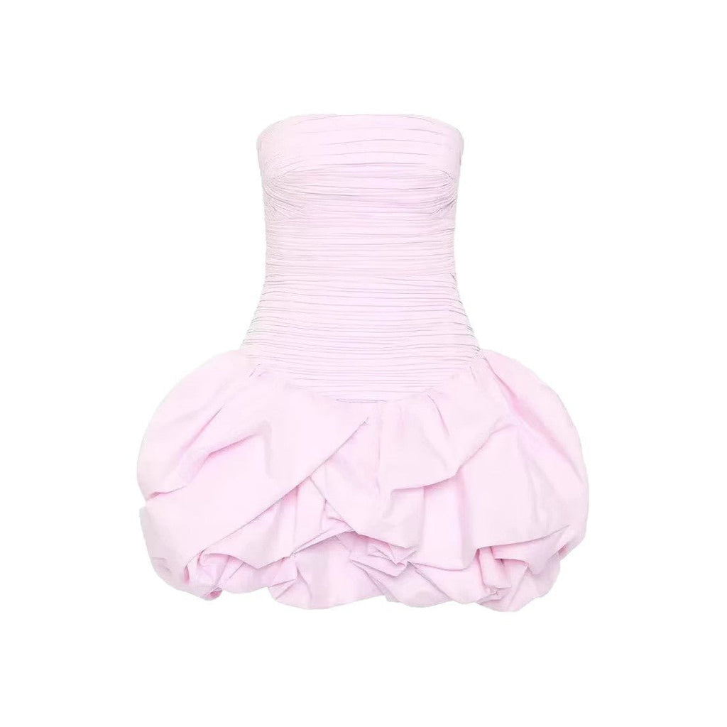 Nouvelle Robe Courte Plissée Sans Bretelles, Style Ludique pour Femmes - IVOIRART.COM
